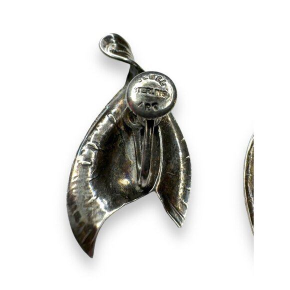 Vintage Jewelart Sterling Silver Abstract Screwback Earrings - Picture 3 of 5